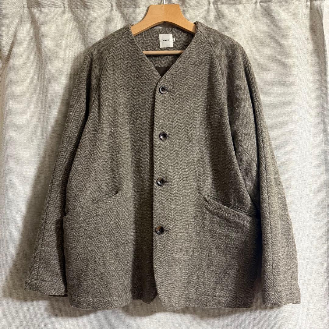 RINEN ノーカラージャケット サイズ2 ブラウン 極美品