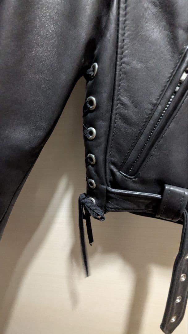 deicy　ラム革 シングルライダースジャケット ショート丈　ブラック