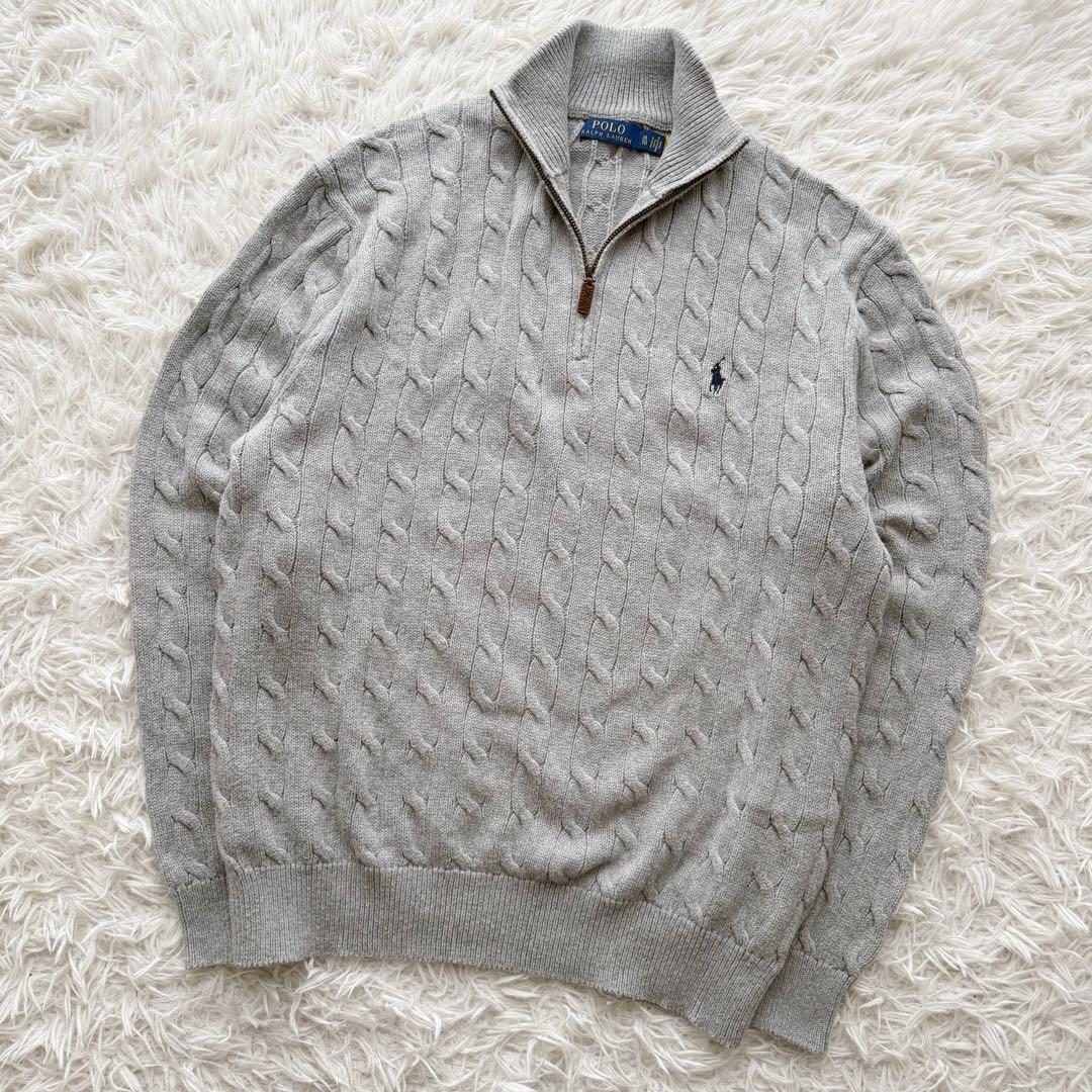 POLO RALPH LAUREN ハーフジップ ケーブルニットセーター XL