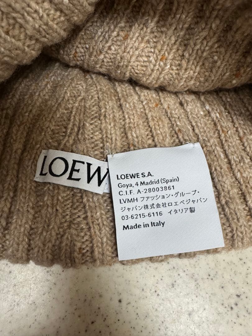 ロエベ ニット帽 ロゴ ウール F811487X28 LOEWE ビーニー 帽子