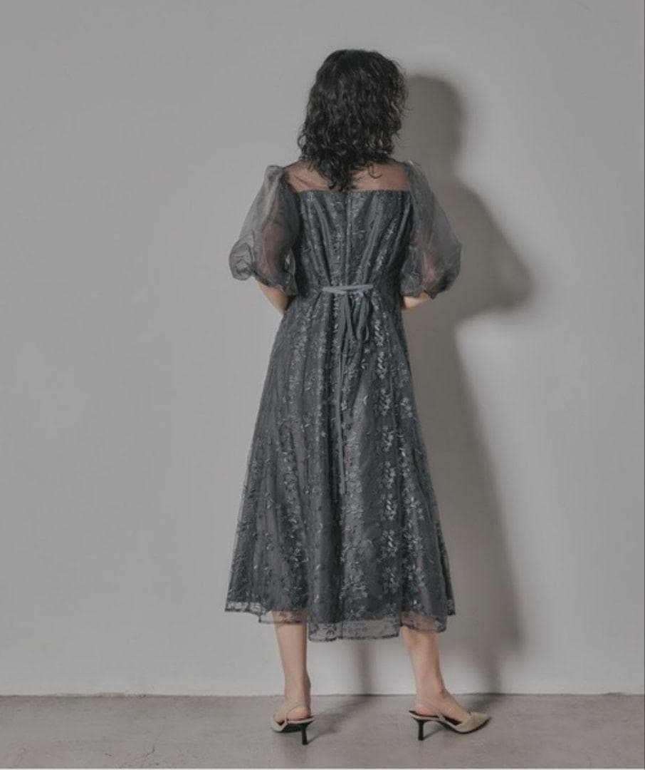 niana ニアナ オーガンジーパフスリーブ刺繍レース S 結婚式