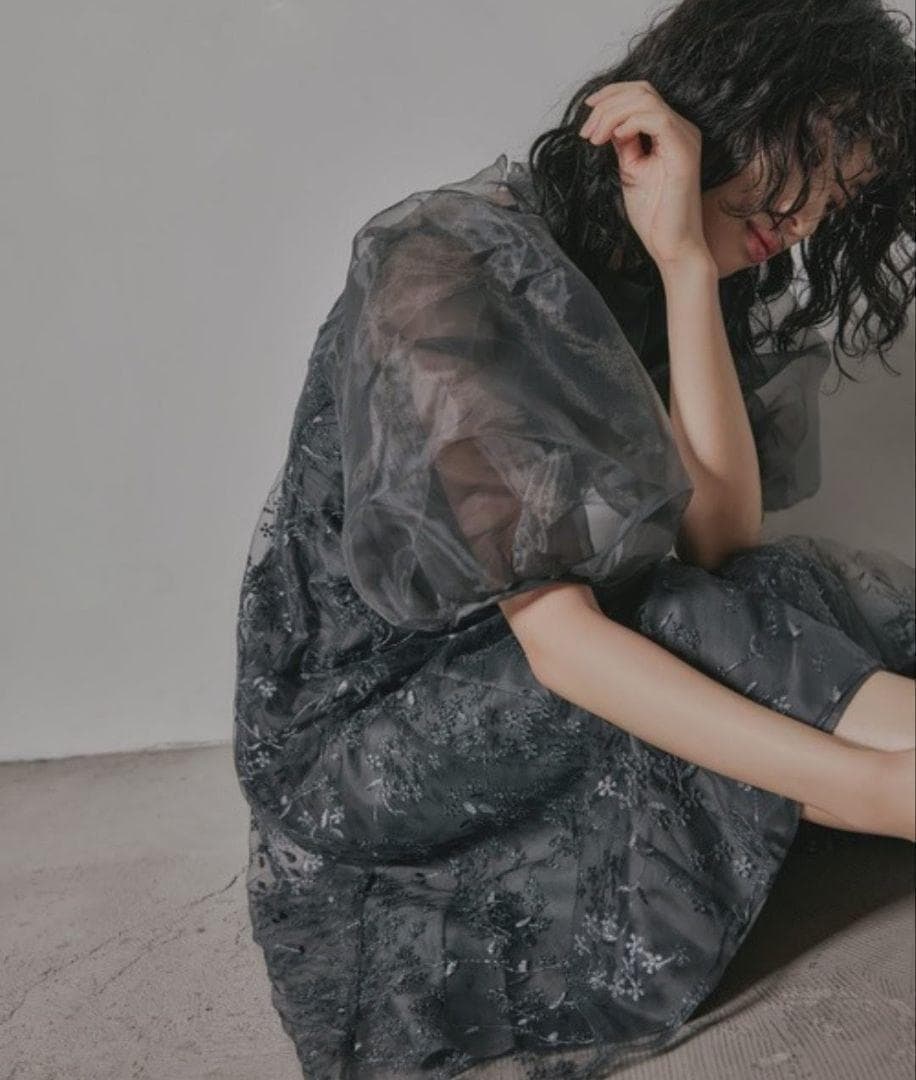 niana ニアナ オーガンジーパフスリーブ刺繍レース S 結婚式