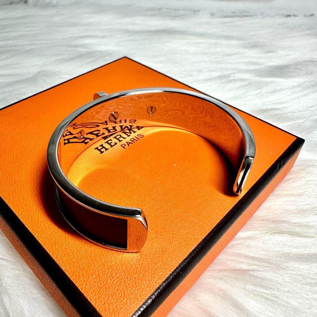 美品 エルメス ケリー ブレスレット バングル シルバー ブラウン 希少