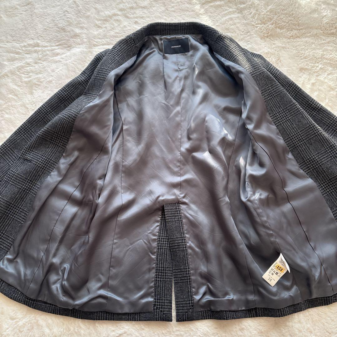 Framework グレンチェックツィードテーラードジャケット グレー ウール