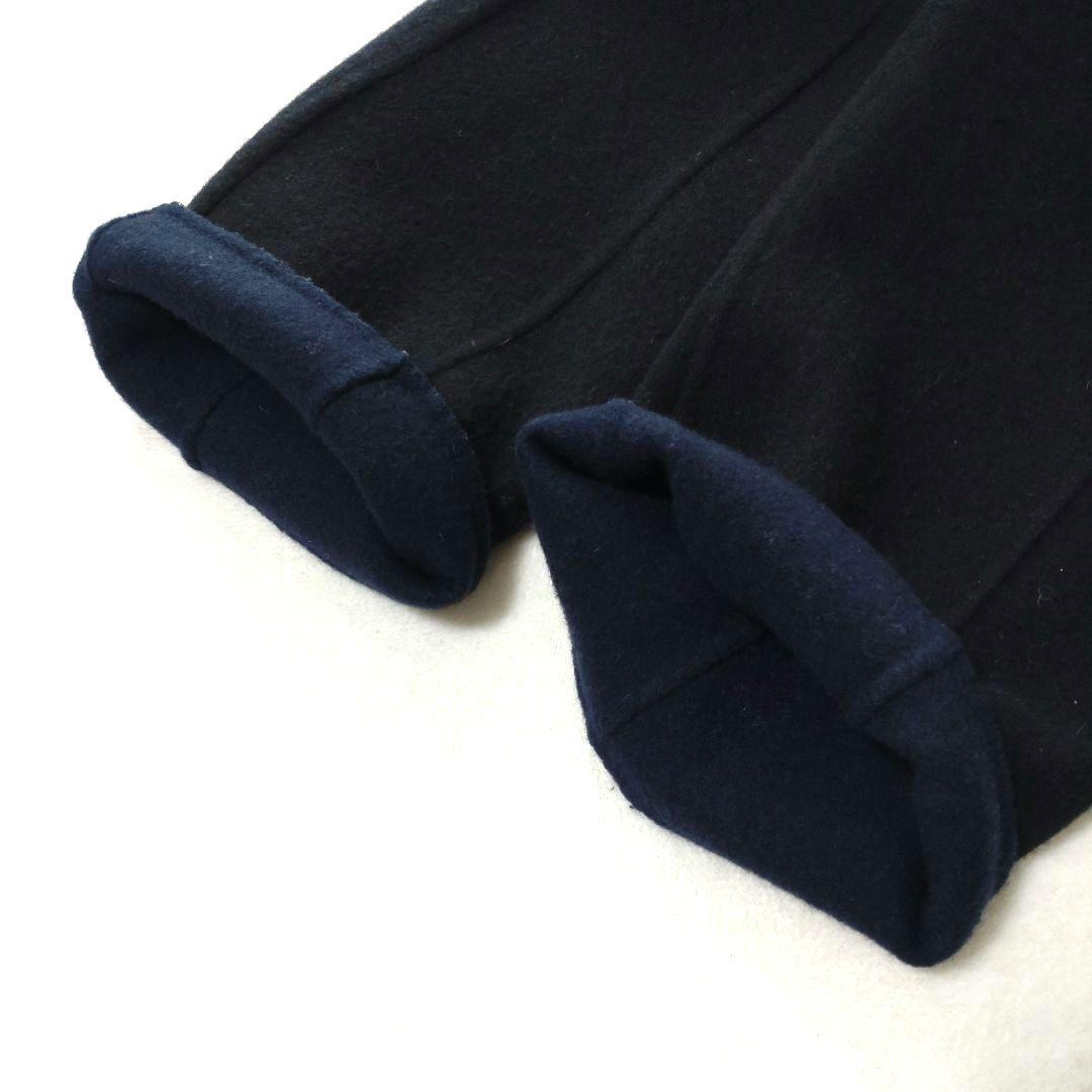 マーレンダム　ハーフリバーコート　ノーカラー　ウール　ボアポケット　黒　40