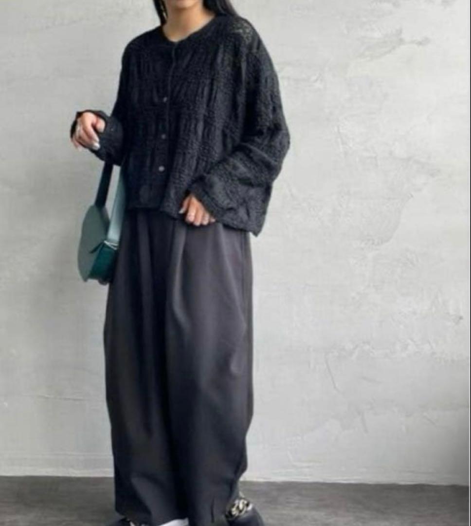 mizuiro ind ワイドカーゴパンツ イージーパンツ　ブラック