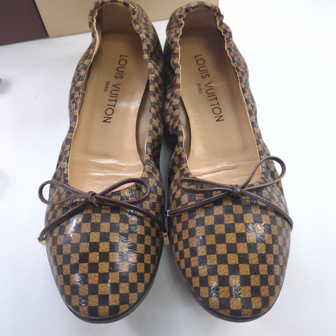 ルイヴィトン ダミエ 金具 バレエシューズ フラットシューズ ローファー 美品
