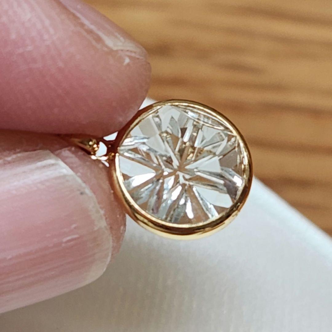 美品 甲州貴石切子 グリーンクォーツ ペンダント