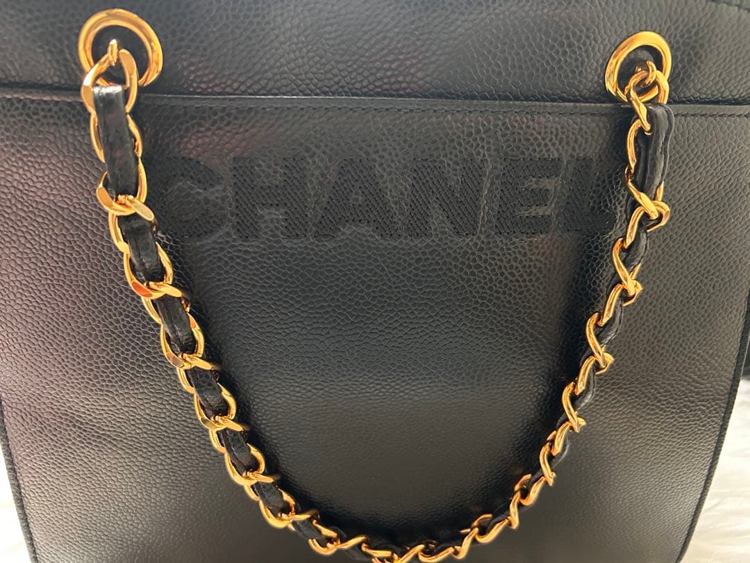 CHANEL キャビアスキン　ダブルチェーンハンドバッグ　ヴィンテージ