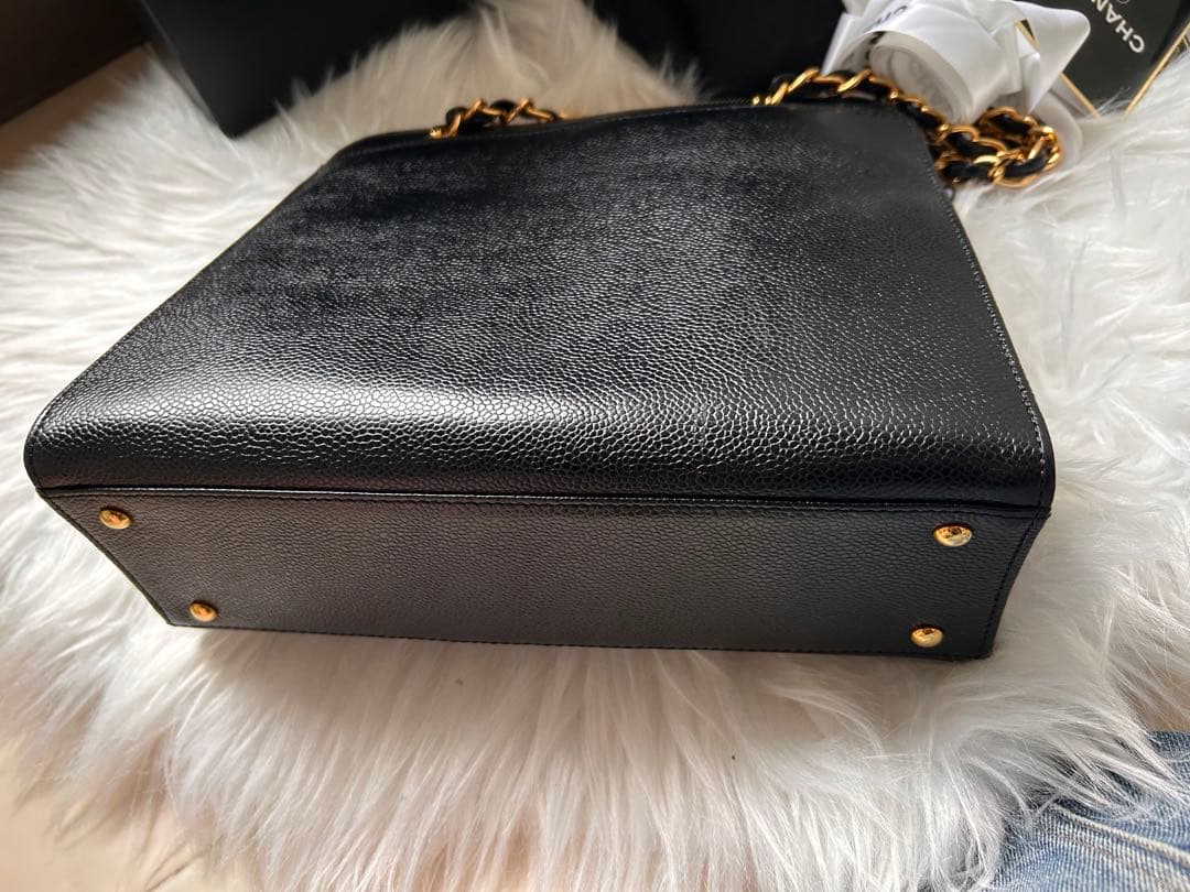 CHANEL キャビアスキン　ダブルチェーンハンドバッグ　ヴィンテージ