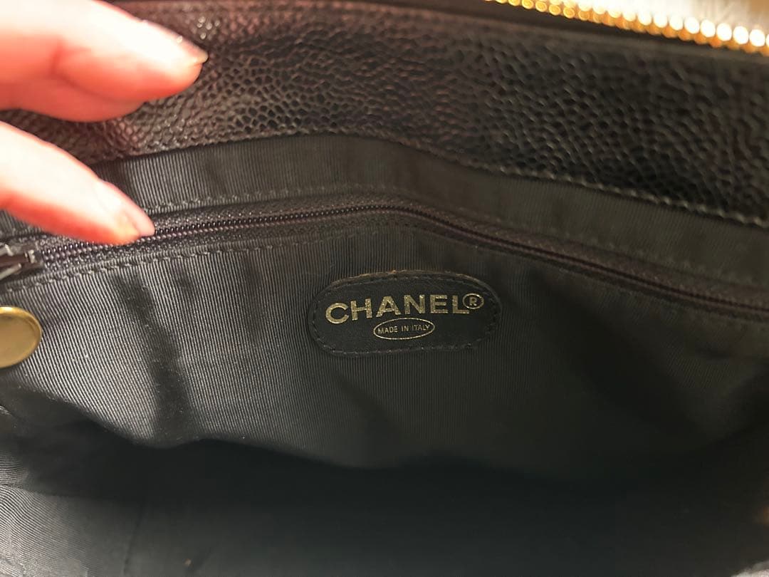 CHANEL キャビアスキン　ダブルチェーンハンドバッグ　ヴィンテージ