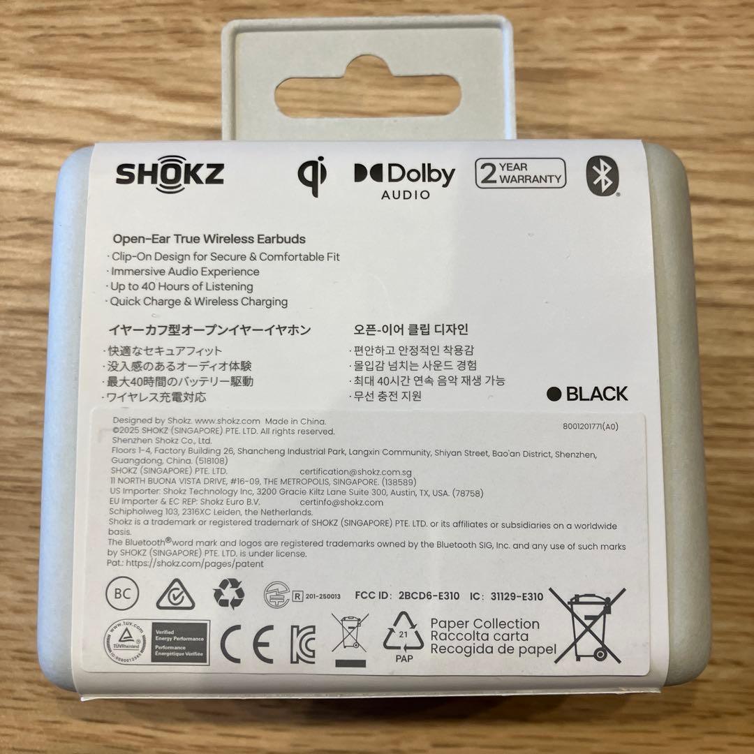 SHOKZ OPEN DOTS ONE ワイヤレスイヤフォン ブラック