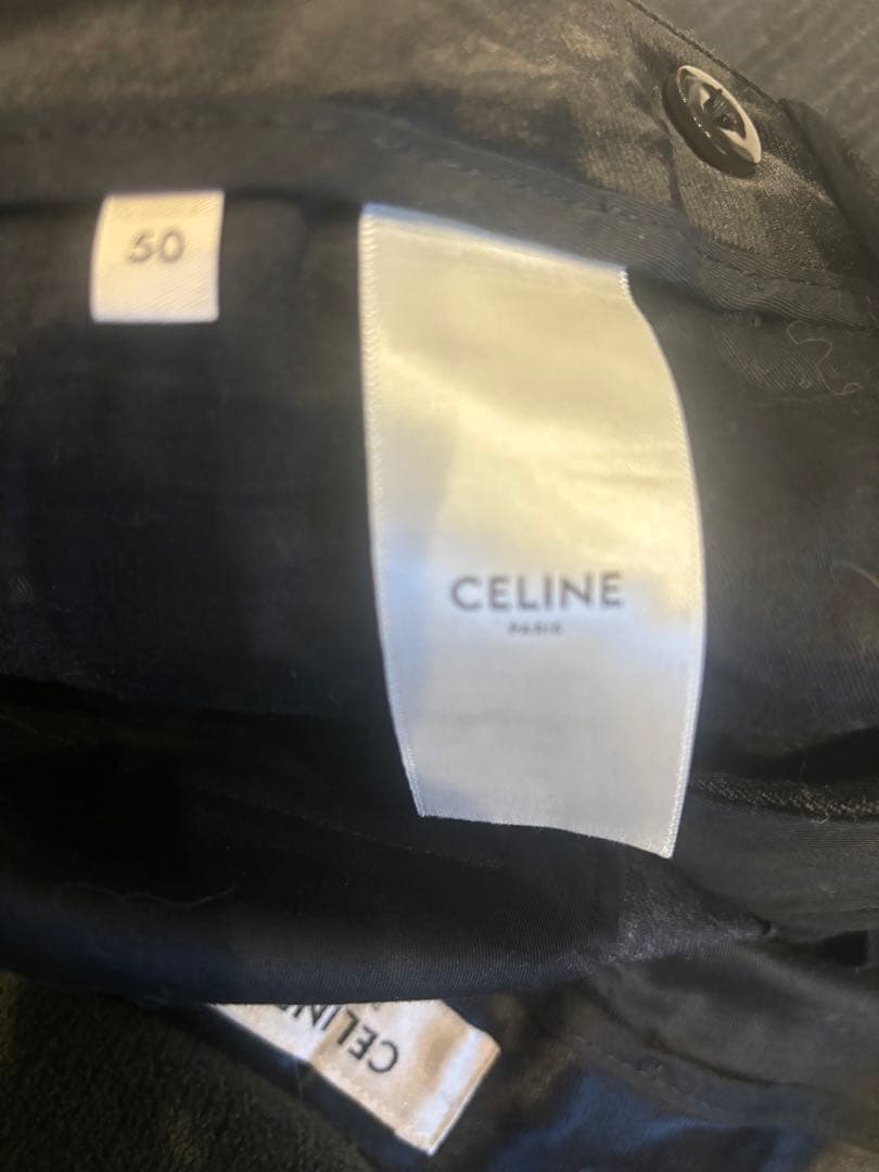 CELINE シャドウストライプスケートパンツ ウールスラックスパンツ