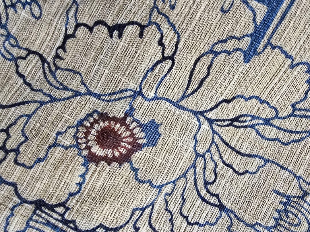 日本橋竺仙 レア柄杯に牡丹市松美品奥州小紋単品