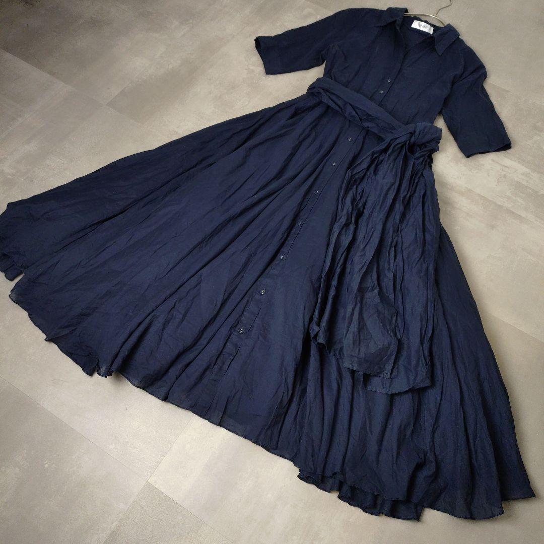 JENNE ジェンヌ　オードリールックエアリーワンピース フレア M ネイビー