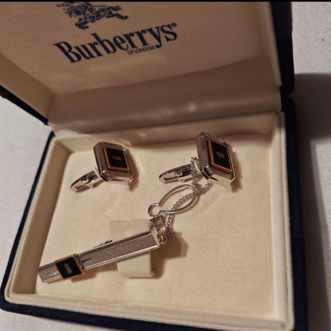 Burberry カフリンクスセット シルバー/ブラック