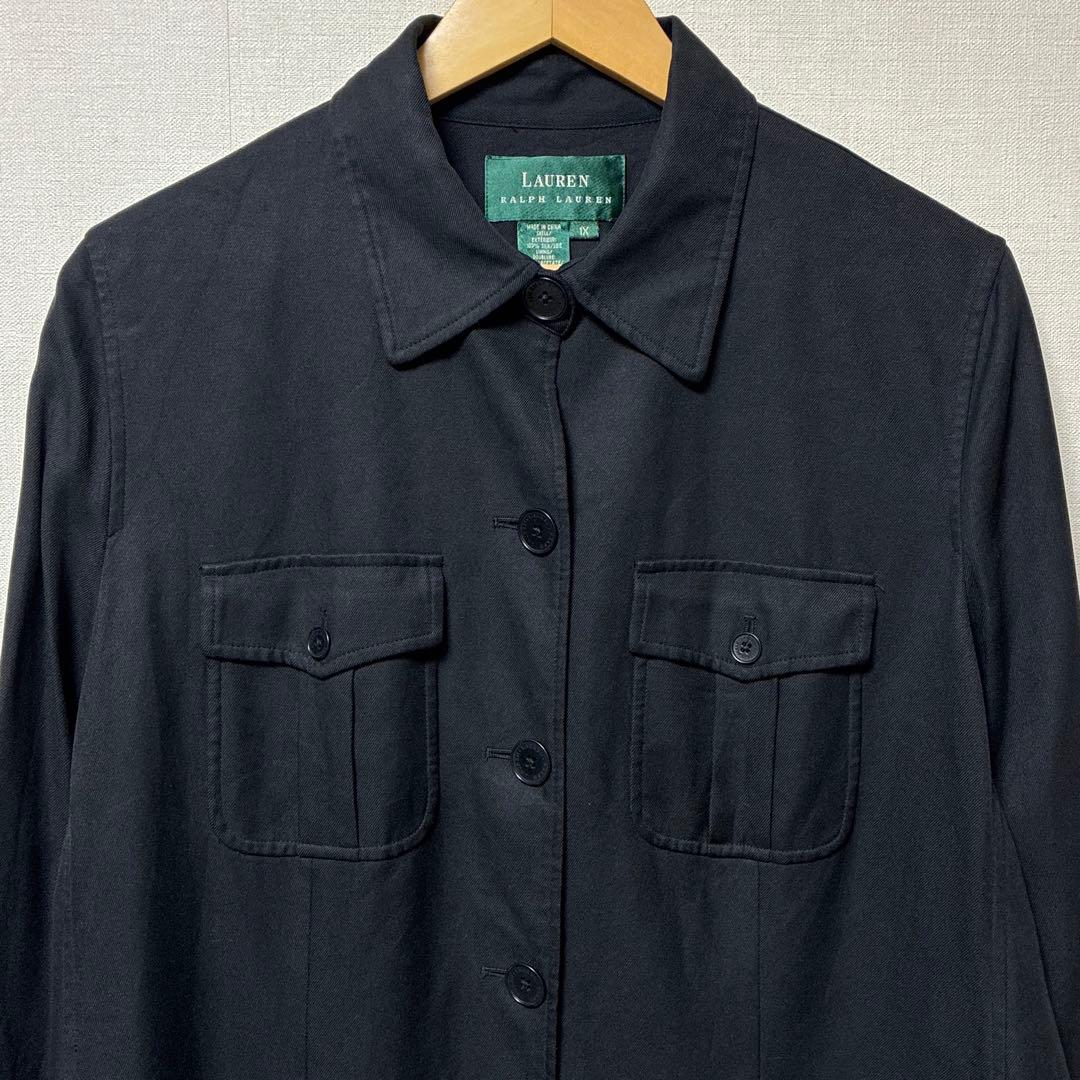 美品 超希少 ローレンラルフローレン シルク100%サファリジャケット ブラック