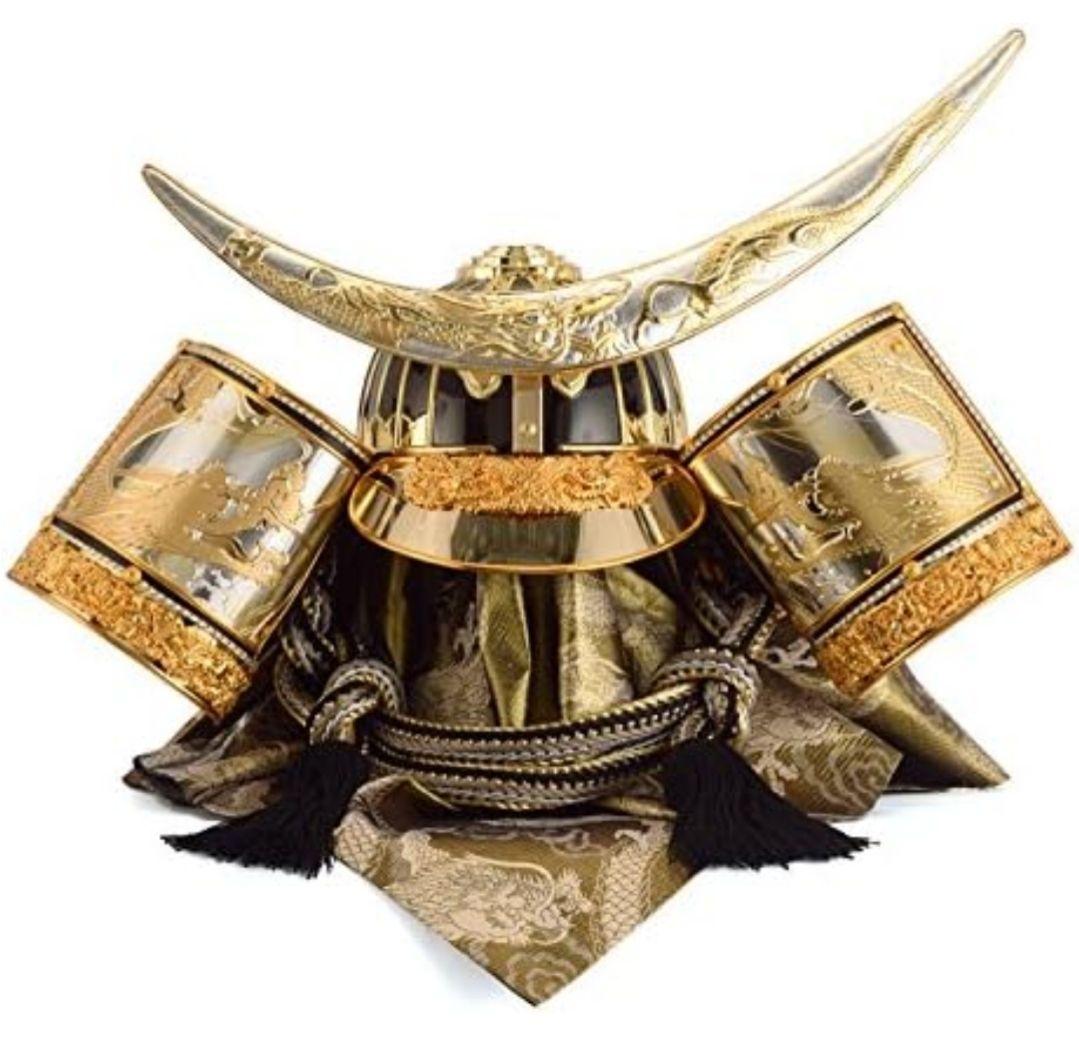 五月人形 伊達政宗 着用 兜収納飾り 兜飾り 平安義正作 本金箔焼箔仕上げ