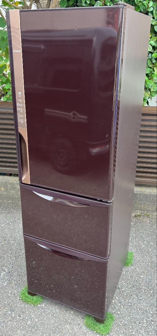 日立大型3ドア冷凍冷蔵庫315L真ん中野菜室うるおいチルド自動製氷機能付19年製