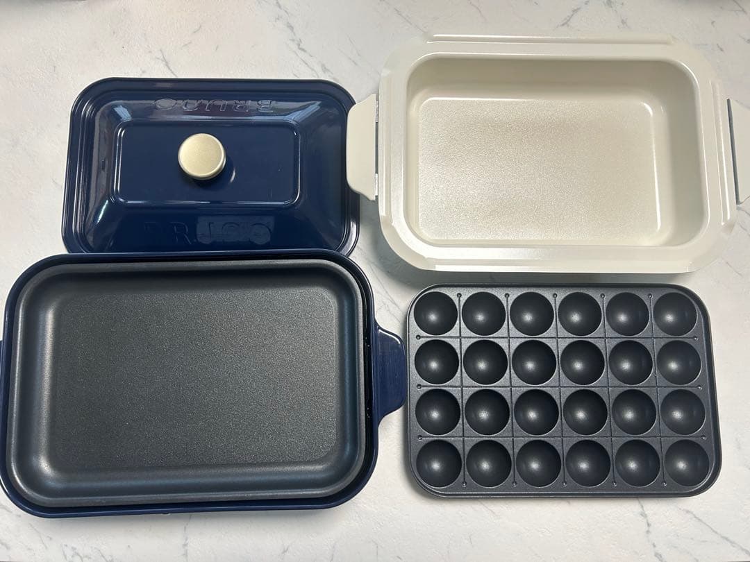 BRUNO ホットプレート たこ焼きプレート セラミックコート鍋付き ネイビー