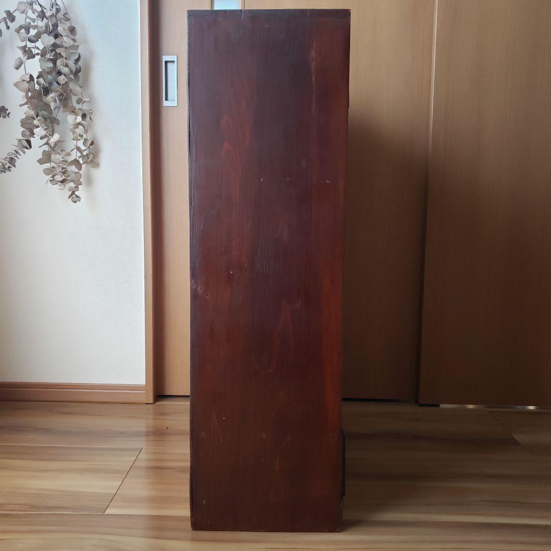 古い木製　ゆらゆらガラス　本棚　食器棚　収納棚　水屋箪笥　古家具