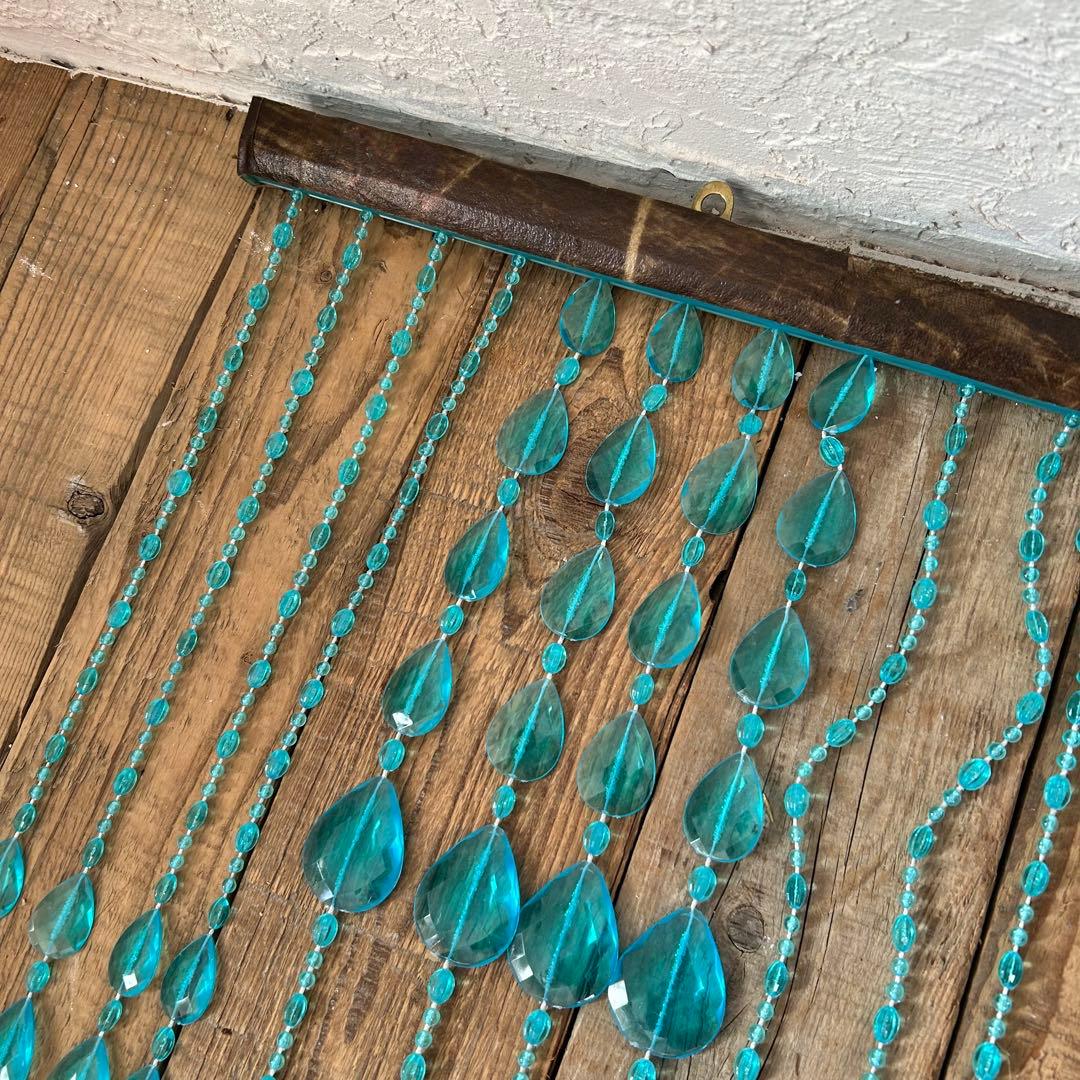 【当時もの】ビーズのれん レトロポップ ブルー