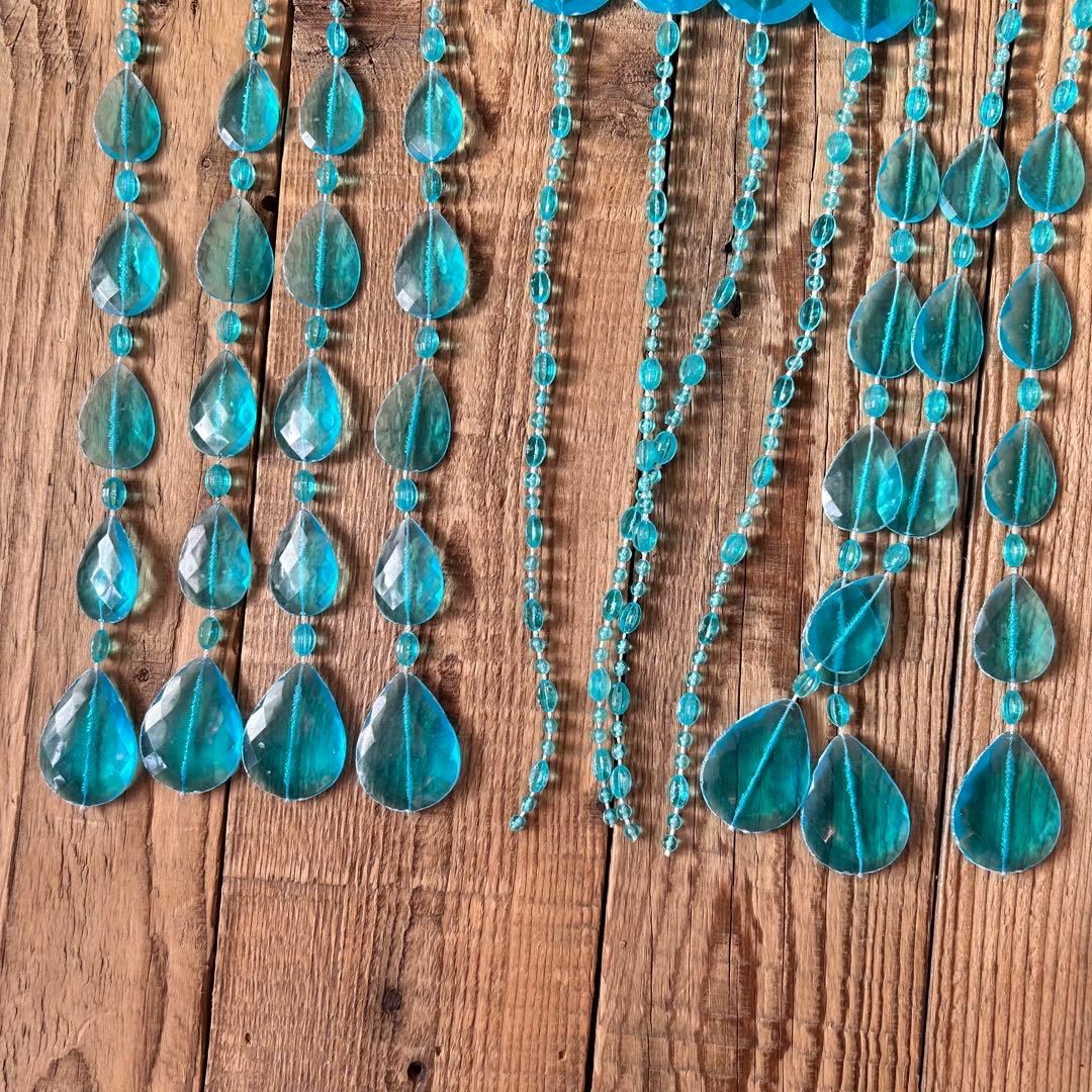 【当時もの】ビーズのれん レトロポップ ブルー