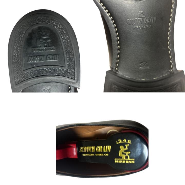 【美品】スコッチグレイン NL-4116 ストレートチップ ブラックレザー 24