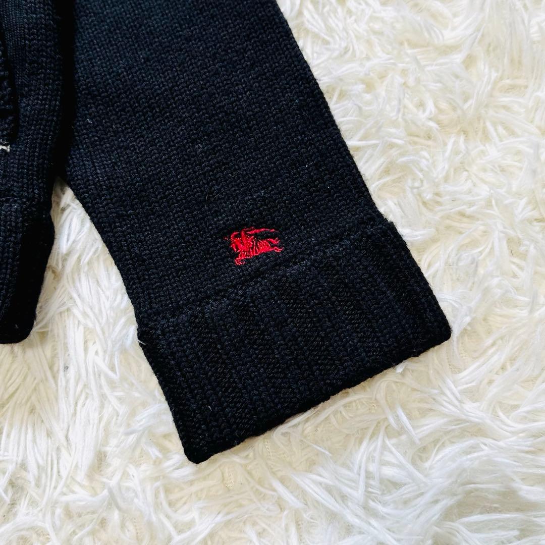 美品✨バーバリーブラックレーベル ニットジャケット 千鳥柄 黒／白 サイズM