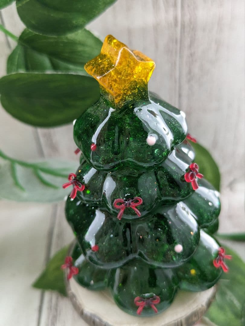 【つねりん】グリーンクォーツのリボンいっぱいツリー形オルゴ☆他５点