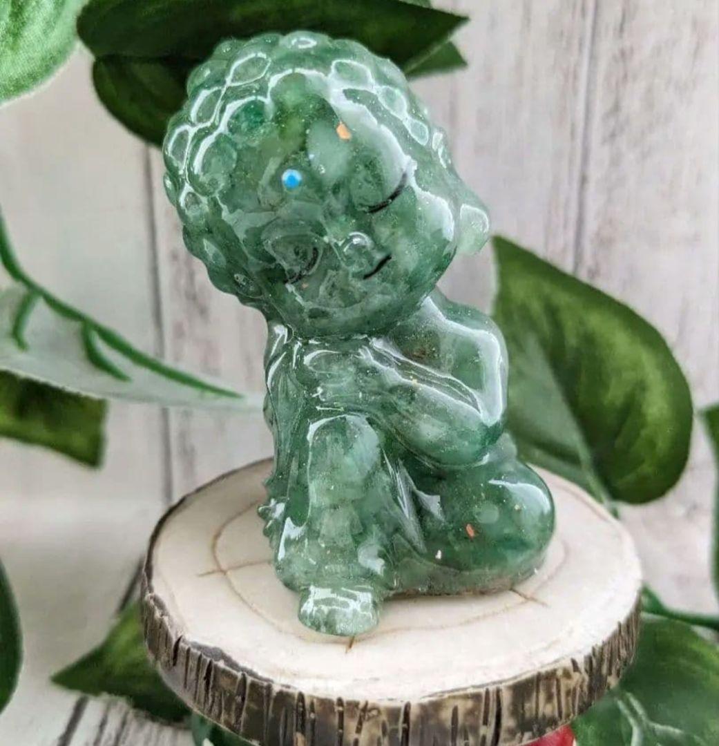 【つねりん】グリーンクォーツのリボンいっぱいツリー形オルゴ☆他５点