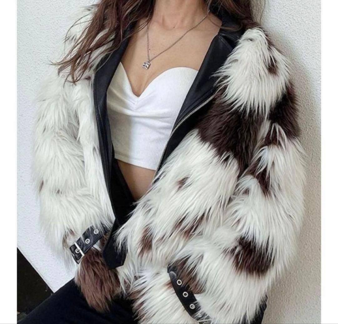 ジェイダ GYDA レイヤードエコファーベルトライダースジャケット （ミックス）