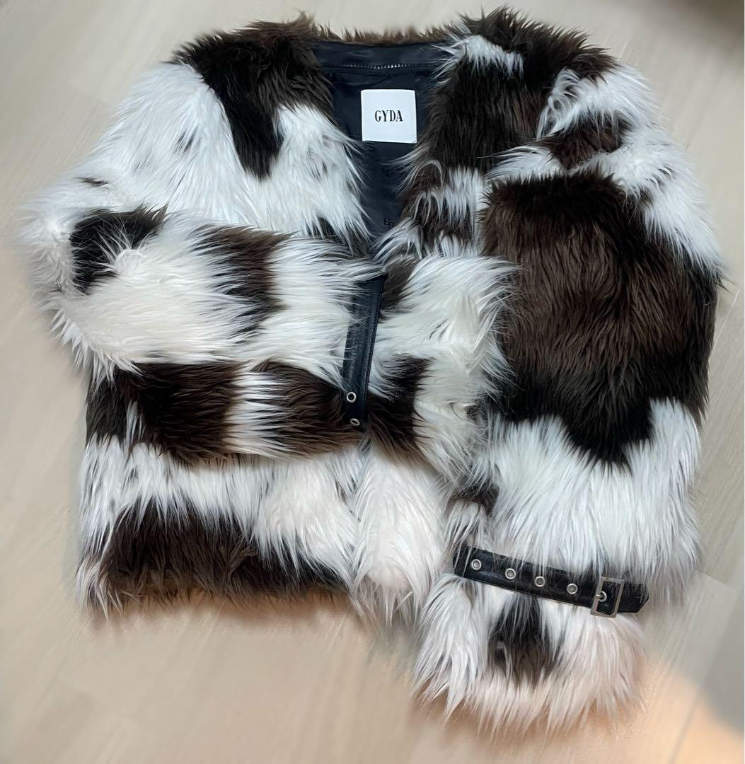 ジェイダ GYDA レイヤードエコファーベルトライダースジャケット （ミックス）