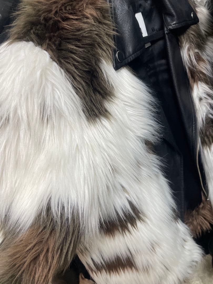 ジェイダ GYDA レイヤードエコファーベルトライダースジャケット （ミックス）