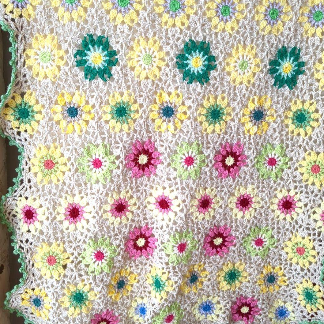 モチーフ編み 大判 マルチカバ ー ブランケット グラニースクエア