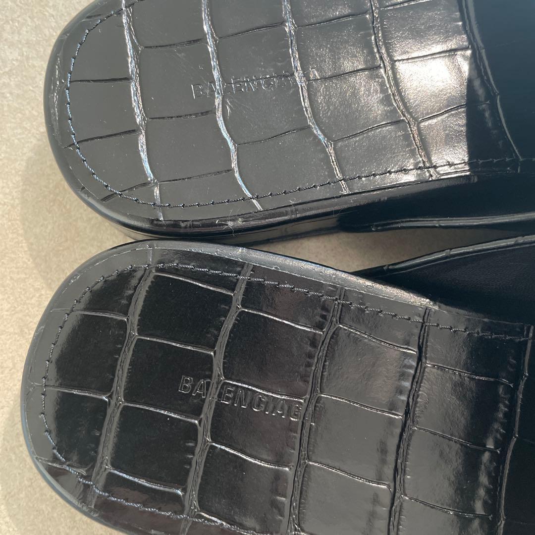BALENCIAGA ブラックレザーサンダル 38