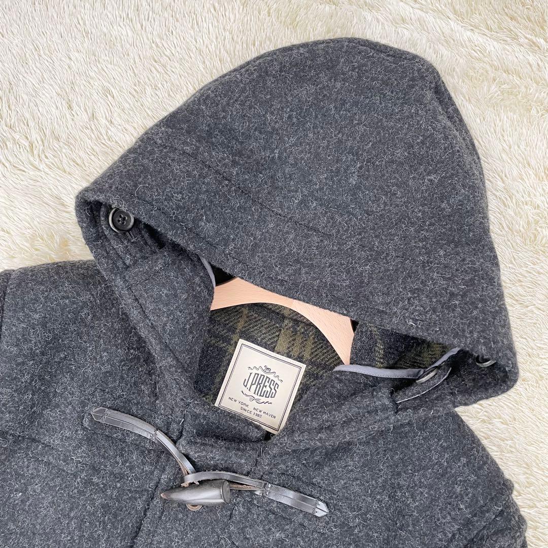 【すわん】J.PRESS ダッフルコート チェック ダークグレー L