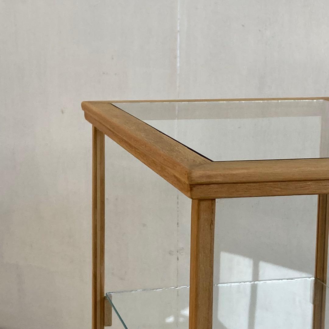 古い木製 小振り ガラスケース 2段 卓上ショーケース 扉なし