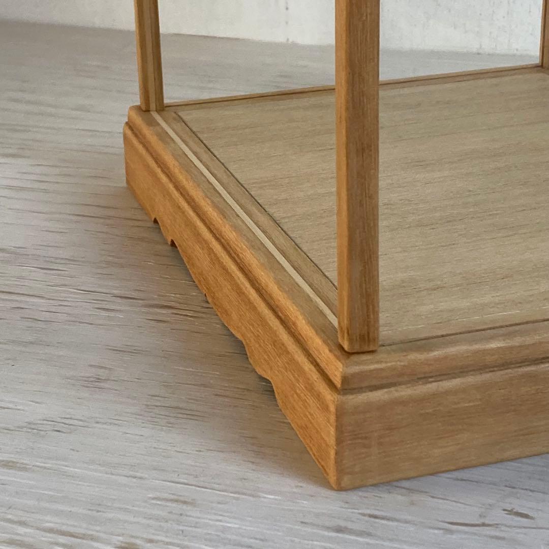 古い木製 小振り ガラスケース 2段 卓上ショーケース 扉なし