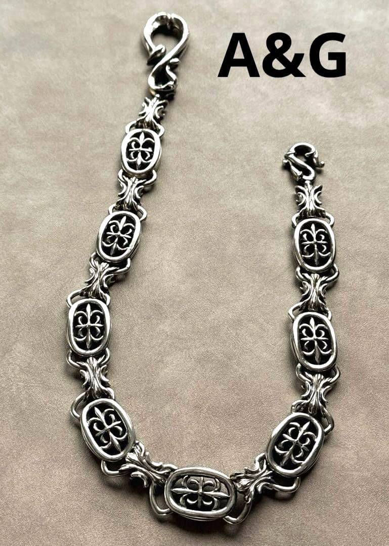 A&G エーアンドジー シルバー ウォレットチェーン クロスモチーフ