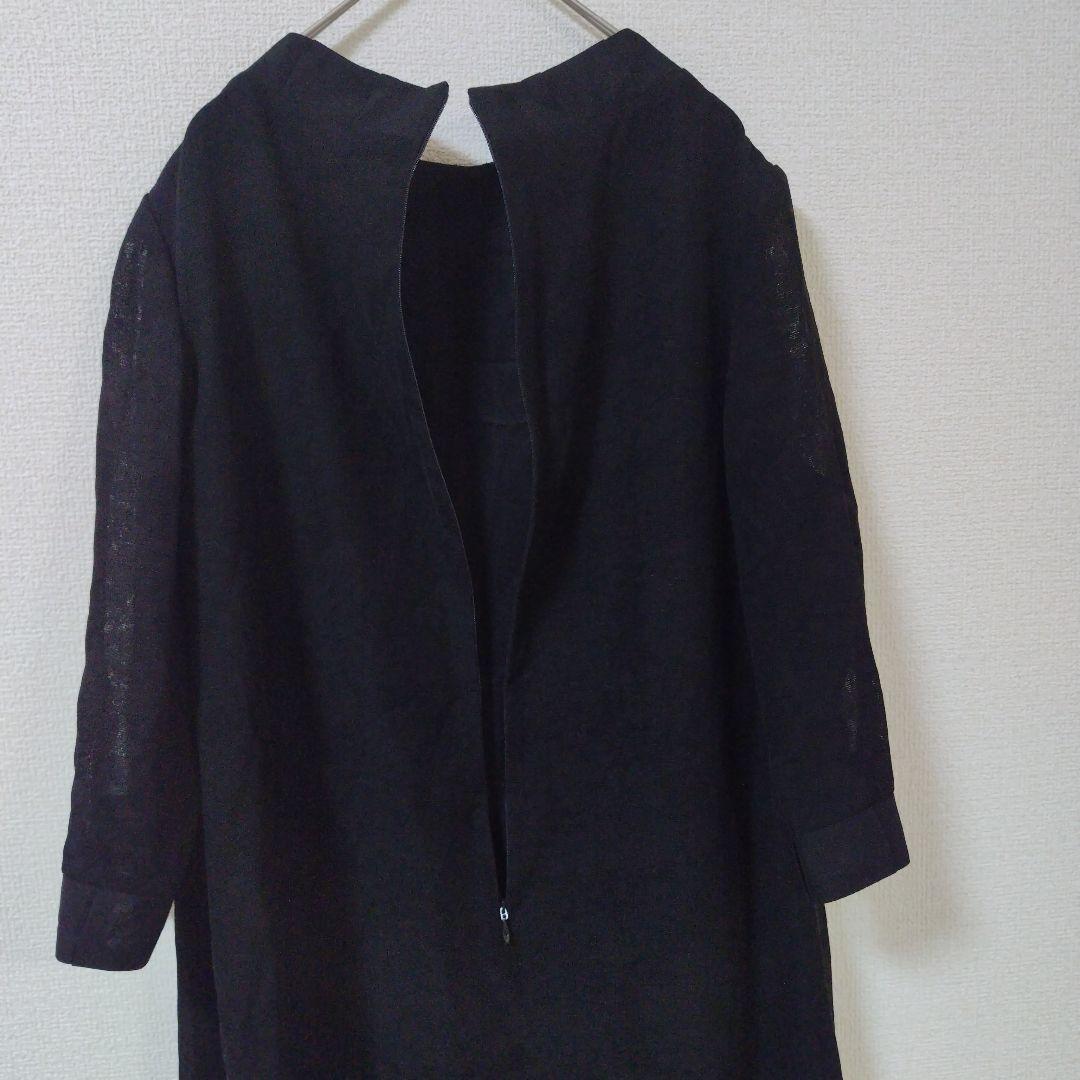 2.08 ランバン 七部袖 ロング ワンピース 透け感 高級感 フォーマル