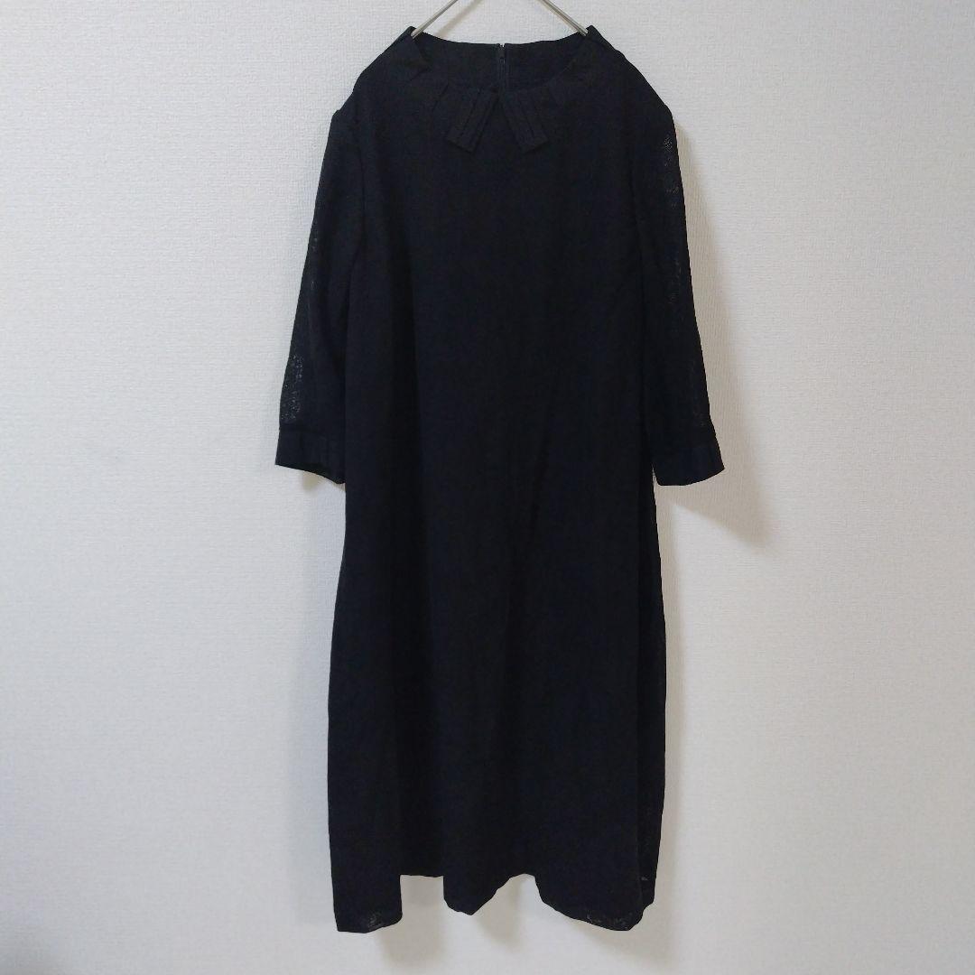 2.08 ランバン 七部袖 ロング ワンピース 透け感 高級感 フォーマル