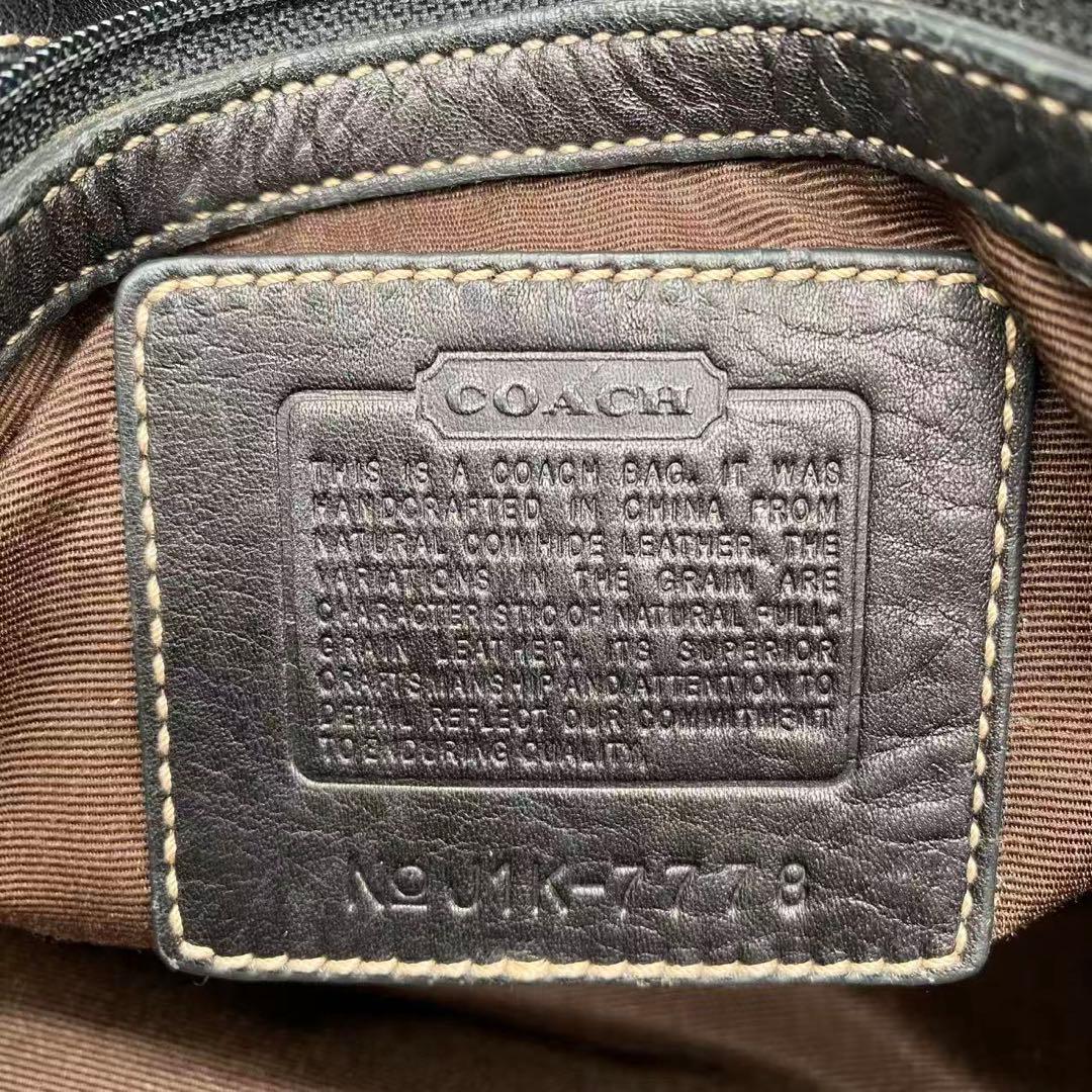 コーチ　ショルダーバッグ　肩掛け　レザー　ブラック　7778