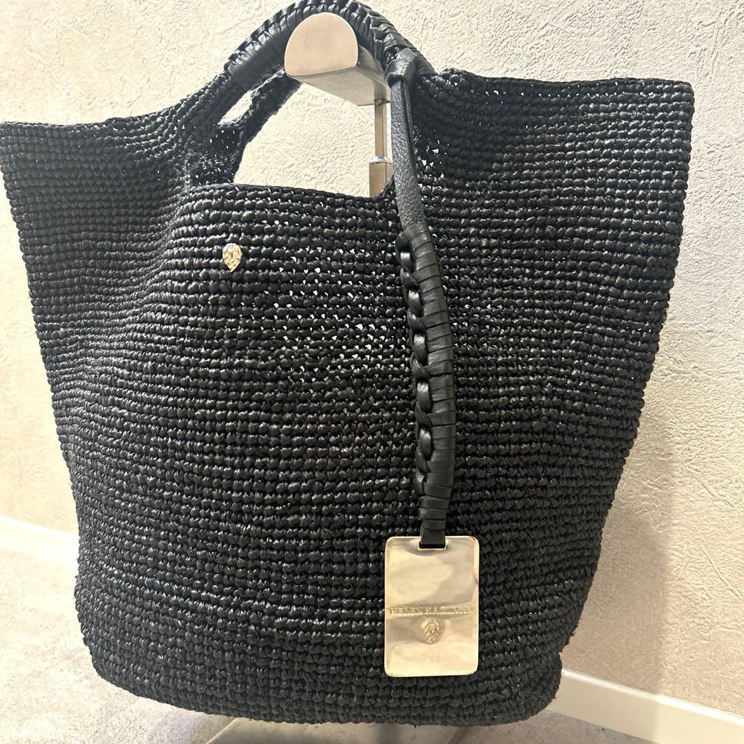 ヘレンカミンスキー✨ ラフィア カゴ トートバッグ ブラック シルバープレート