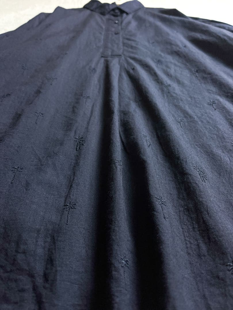 【HOUSE OF LOTUS】綿100% 南国刺繍 ロングスキッパーシャツ M