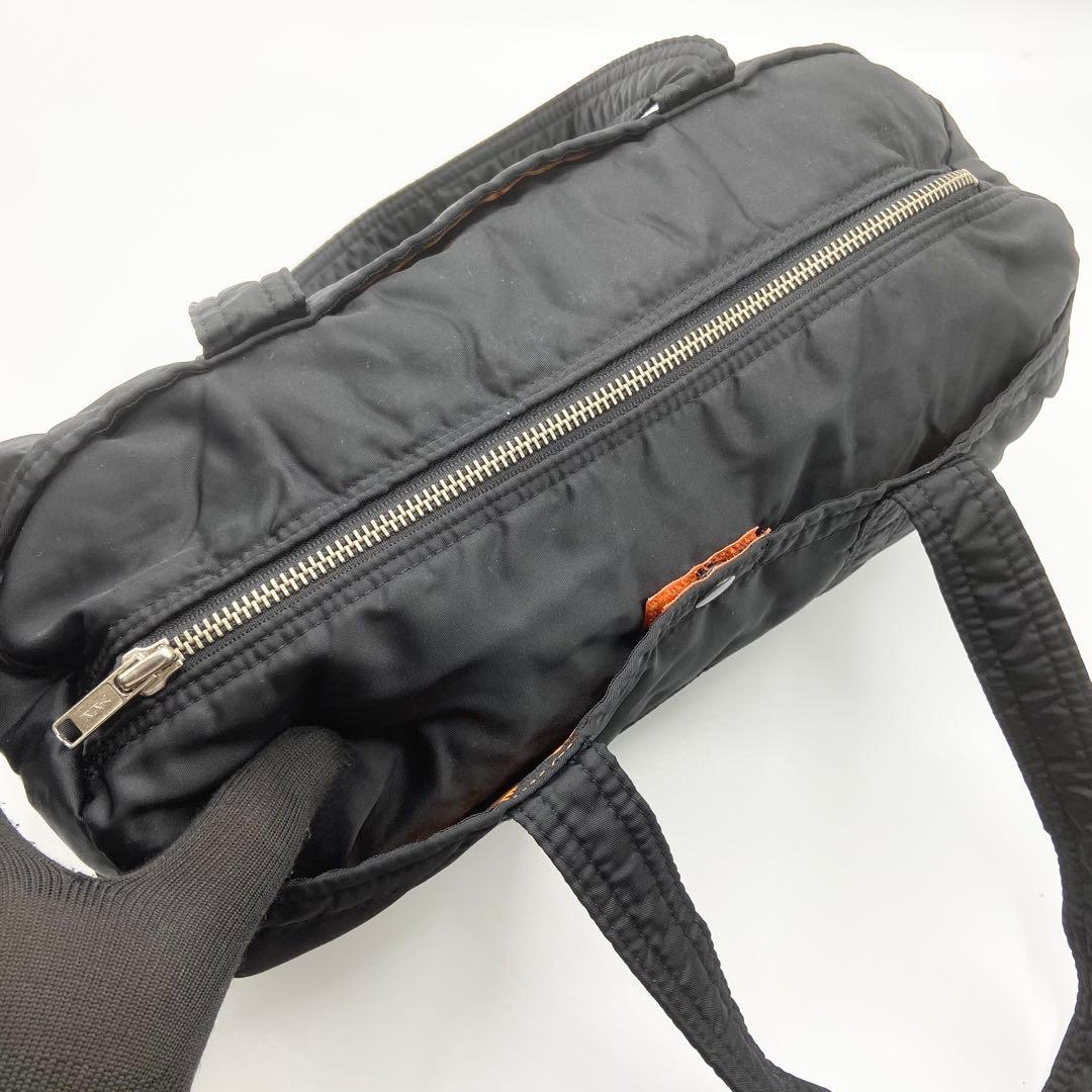 極美品　ポーター　タンカー　ミニボストンバッグ　ロゴ刺繍　ナイロン　ブラック