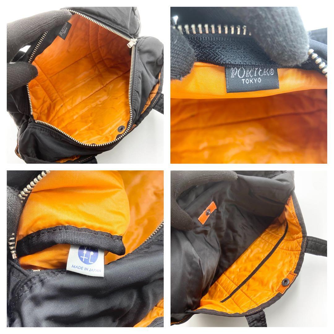 極美品　ポーター　タンカー　ミニボストンバッグ　ロゴ刺繍　ナイロン　ブラック