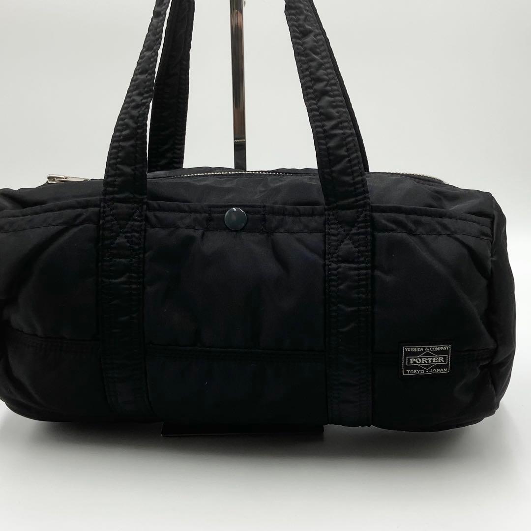 極美品　ポーター　タンカー　ミニボストンバッグ　ロゴ刺繍　ナイロン　ブラック