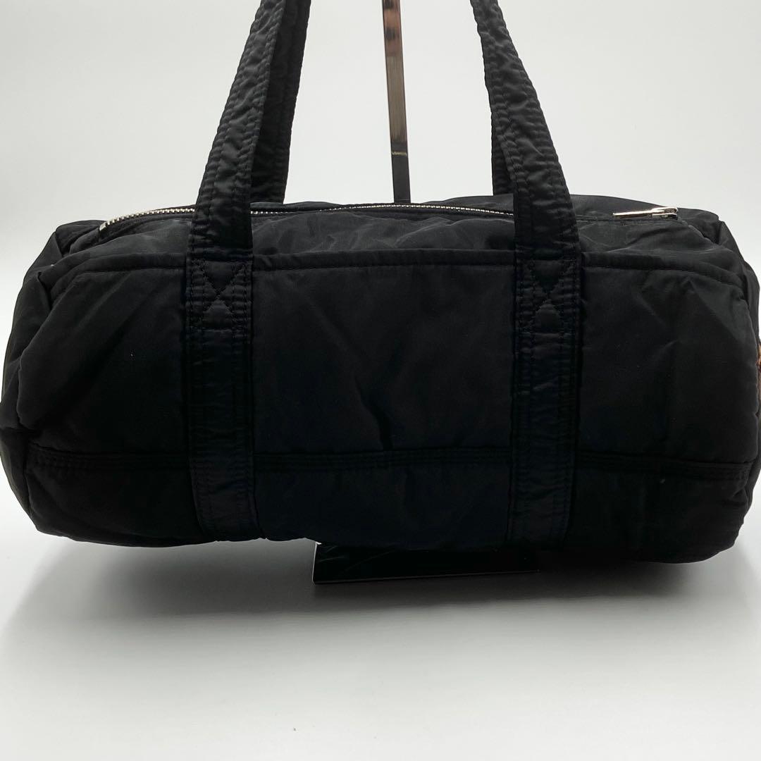 極美品　ポーター　タンカー　ミニボストンバッグ　ロゴ刺繍　ナイロン　ブラック