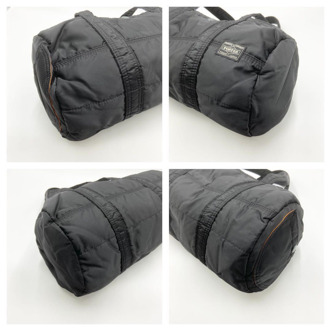 極美品　ポーター　タンカー　ミニボストンバッグ　ロゴ刺繍　ナイロン　ブラック